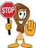 #27652 Clip Art Graphic of a Chicken Drumstick Mascot Character Holding a Stop Sign by toons4biz