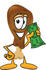 #27670 Clip Art Graphic of a Chicken Drumstick Mascot Character Holding a Dollar Bill by toons4biz