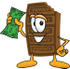 #27674 Clip Art Graphic of a Chocolate Candy Bar Mascot Character Holding a Dollar Bill by toons4biz