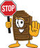#27692 Clip Art Graphic of a Chocolate Candy Bar Mascot Character Holding a Stop Sign by toons4biz