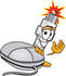 #27717 Clip Art Graphic of a Spark Plug Mascot Character With a Computer Mouse by toons4biz