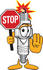 #27720 Clip Art Graphic of a Spark Plug Mascot Character Holding a Stop Sign by toons4biz
