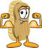 #27753 Clip Art Graphic of a Scrub Brush Mascot Character Flexing His Strong Bicep Arm Muscles by toons4biz