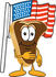 #27765 Clip Art Graphic of a Beef Steak Meat Mascot Character Pledging Allegiance to the American Flag by toons4biz