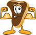 #27767 Clip Art Graphic of a Beef Steak Meat Mascot Character Flexing His Strong Arm Muscles by toons4biz