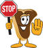 #27776 Clip Art Graphic of a Beef Steak Meat Mascot Character Holding a Stop Sign by toons4biz