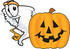 #27819 Clip Art Graphic of a Tornado Mascot Character With a Halloween Pumpkin by toons4biz