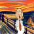 #27897 People Clipart Picture of a Humorous Parody Of "The Scream" By Edvard Munch Showing A Caucasian Businessman Holding His Hands Up To His Cheeks And Screaming Because He’s Tired Of Office Problems Or His Nagging Wife by DJArt