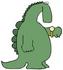 #27959 Clip Art Graphic of a Late Green Dinosaur Looking At His Wrist Watch To Check The Time by DJArt