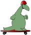 #27960 Clip Art Graphic of a Green Dinosaur Skateboarding On A Red Skateboard And Wearing A Safety Helmet by DJArt