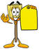 #28002 Clip Art Graphic of a Straw Broom Cartoon Character Holding a Yellow Sales Price Tag by toons4biz