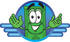 #28037 Clip Art Graphic of a Flat Green Dollar Bill Cartoon Character in a Blue Circular Logo With Lines by toons4biz