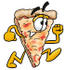 #28088 Clip Art Graphic of a Cheese Pizza Slice Cartoon Character Running Fast by toons4biz