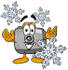 #28364 Clip Art Graphic of a Flash Camera Cartoon Character Surrounded by Snowflakes in Winter by toons4biz