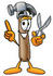 #28387 Clip Art Graphic of a Hammer Tool Cartoon Character Holding a Pair of Scissors by toons4biz