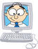 #28402 Clip Art Graphic of a Geeky Caucasian Businessman Cartoon Character Inside a Computer Screen by toons4biz