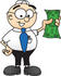 #28425 Clip Art Graphic of a Geeky Caucasian Businessman Cartoon Character Holding a Dollar Bill by toons4biz