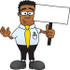 #28442 Clip Art Graphic of a Geeky African American Businessman Cartoon Character Holding a Blank Sign by toons4biz