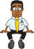 #28456 Clip Art Graphic of a Geeky African American Businessman Cartoon Character Sitting by toons4biz