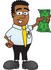#28459 Clip Art Graphic of a Geeky African American Businessman Cartoon Character Holding a Dollar Bill by toons4biz