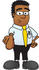 #28466 Clip Art Graphic of a Geeky African American Businessman Cartoon Character Pointing at the Viewer by toons4biz