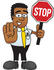 #28477 Clip Art Graphic of a Geeky African American Businessman Cartoon Character Holding a Stop Sign by toons4biz