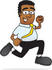 #28479 Clip Art Graphic of a Geeky African American Businessman Cartoon Character Running by toons4biz