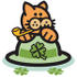#29040 Royalty-free Cartoon Clip Art of an Orange Cat On A Clover St Patrick’s Day Hat, Smoking A Pipe by Andy Nortnik