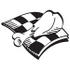 #29093 Royalty-free Black And White Cartoon Clip Art of a Tasty Chicken Drumstick on a Checkered Napkin by Andy Nortnik