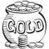 #29105 Royalty-free Black and White Cartoon Clip Art of a Stack Of Coins Near A Pot Of Leprechaun’s Gold by Andy Nortnik