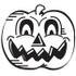 #29110 Royalty-free Black and White Cartoon Clip Art of an Evil Carved Halloween Pumpkin by Andy Nortnik