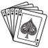 #29114 Royalty-free Black and White Cartoon Clip Art of a Hand Of Cards Showing A 10, Jack, Queen, King And Ace Of Spades by Andy Nortnik