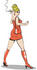 #29132 Royalty-free Cartoon Clip Art of a Sexy Blond Bombshell Woman Wearing A Tight Orange Dress Looking Back And Smoking A Cigarette by Andy Nortnik