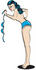 #29138 Royalty-free Cartoon Clip Art of a Sexy Brunette Woman In A Denim Bikini, Waving Her Top And Standing Topless by Andy Nortnik