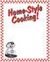 #29217 Royalty-free Cartoon Clip Art of an Electric Mixer And Text Reading "Home-Style Cooking!" Borderd By Red Checkers by Andy Nortnik