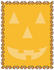 #29226 Royalty-free Cartoon Clip Art of an Orange Background With A Jack O Lantern Face And A Border Of Candy Corn by Andy Nortnik