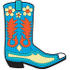 #29298 Royalty-free Cartoon Clip Art of a Blue Cowboy Boot With Orange And Yellow Floral Shapes by Andy Nortnik