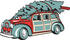 #29337 Royalty-free Cartoon Clip Art of a Red Woodie Car Carrying A Christmas Tree On The Roof, Decorated In Christmas Lights And A Wreath by Andy Nortnik
