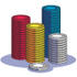 #29391 Royalty-free Cartoon Clip Art of a Stacks Of Red, Yellow, Blue And White Poker Chips In A Casino by Andy Nortnik