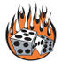 #29404 Royalty-free Cartoon Clip Art of a Pair Of Dice Rolling Over Flames At A Casino by Andy Nortnik