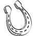 #29416 Royalty-free Cartoon Clip Art of a Black and White Metal Lucky Horseshoe Over a White Background by Andy Nortnik