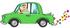 #29707 Clip Art Graphic of a Man Driving an Environmentally Green Car Emitting Colorful Flowers From the Exhaust by DJArt