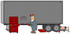 #29766 Clip Art Graphic of a Mechanic and Body Repair Man Fixing a Big Rig Cargo Trailer by DJArt