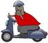 #29774 Clip Art Graphic of a Man Passing By On A Blue Scooter And Flipping The Viewer Off In A Fit Of Road Rage by DJArt