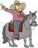#29792 Clip Art Graphic of a Tempermental Cowboy on Horseback, Flipping the Bird by DJArt