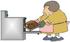 #29805 Clip Art Graphic of a Woman Putting a Thanksgiving Turkey in the Oven by DJArt