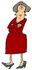 #29806 Clip Art Graphic of a Pissed Woman in a Red Dress, Crossing Her Arms and Tapping Her Foot by DJArt