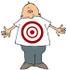 #29831 Clip Art Graphic of a Bald Man With a Target on His Belly by DJArt