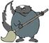 #29842 Clip Art Graphic of a Janitor Skunk Using a Mop by DJArt
