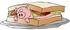 #29859 Clip Art Graphic of a Clueless Pink Pig Lying Under Lettuce and Tomatoes Between Bread Slices on a BLT Sandwich by DJArt